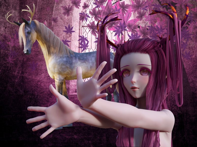 Fantasy Garden with Unicorn
